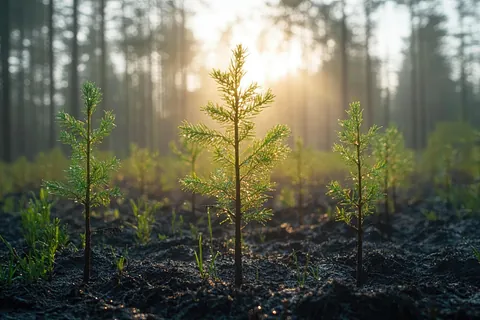 Nyplantet tre i skog